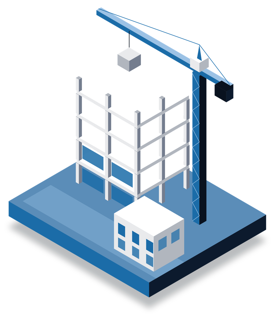 Ícono de un edificio en construcción con grúa